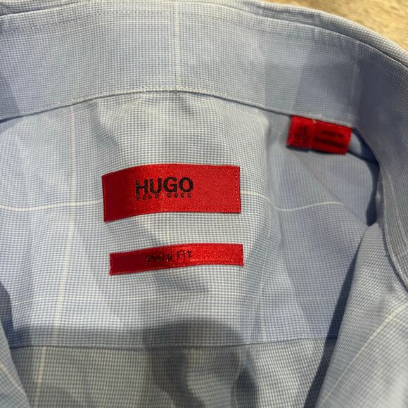 Hugo Boss Blue Button Down Dress Shirt Blue size 15 Small - Picture 3 of 6